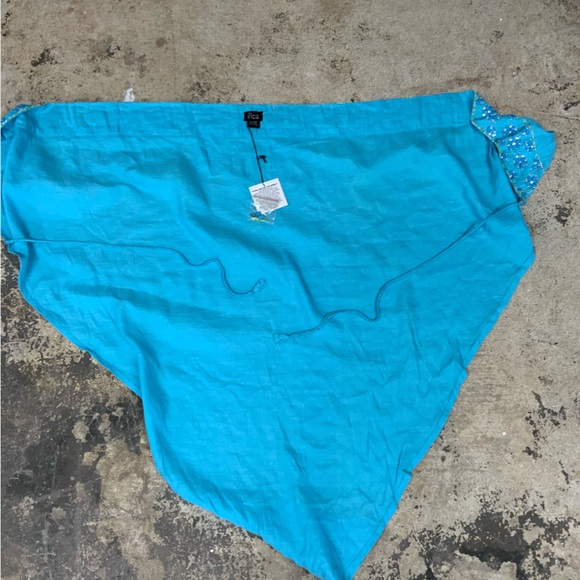 NWT Turquoise Beaded Sarong Swimsuit Beach Cover Up Bathing Suit Bikini Wrap OBO - Picture 7 of 10